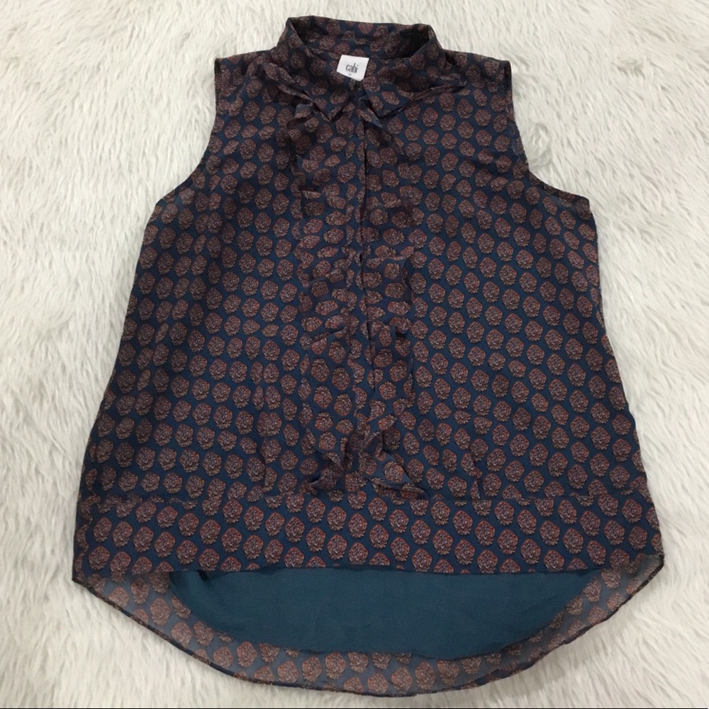 Cabi medallion reign blue ruffle top